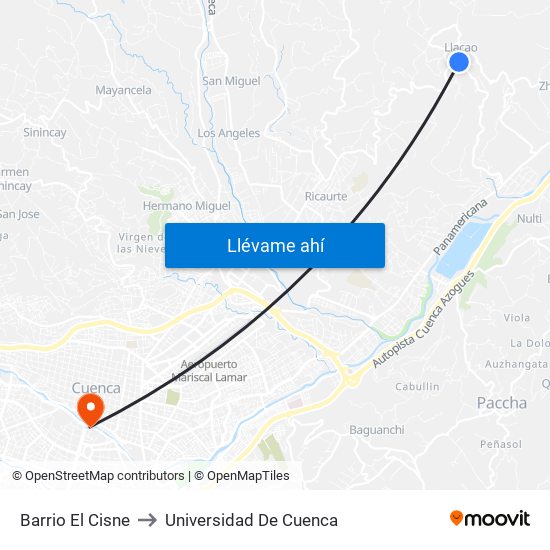 Barrio El Cisne to Universidad De Cuenca map