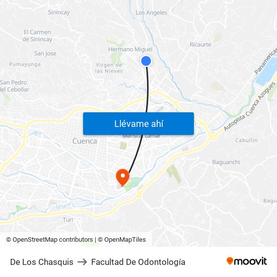 De Los Chasquis to Facultad De Odontología map