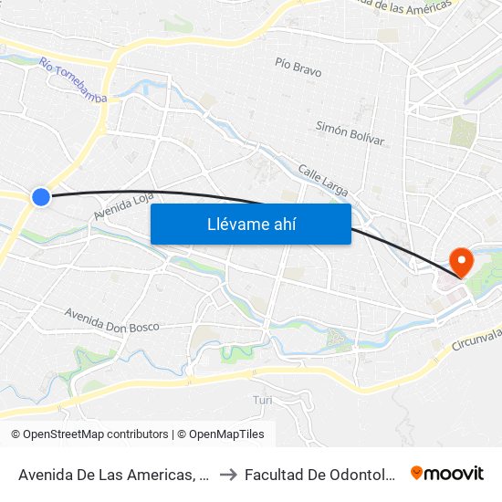 Avenida De Las Americas, 176 to Facultad De Odontología map