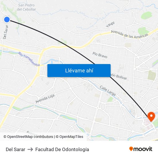 Del Sarar to Facultad De Odontología map