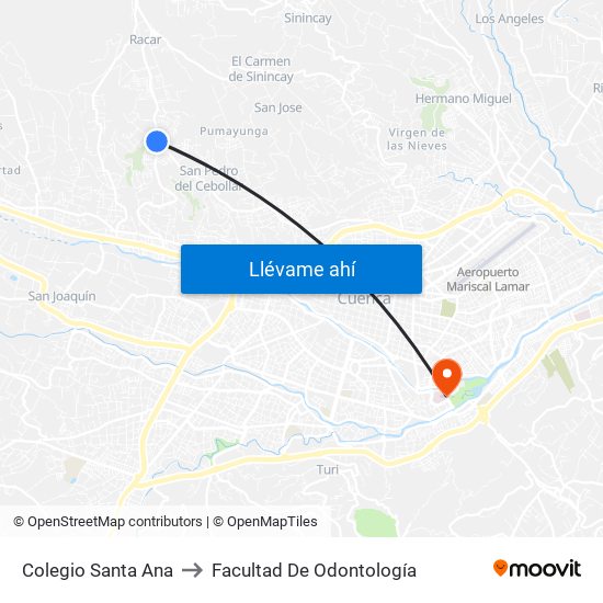 Colegio Santa Ana to Facultad De Odontología map