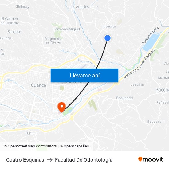 Cuatro Esquinas to Facultad De Odontología map