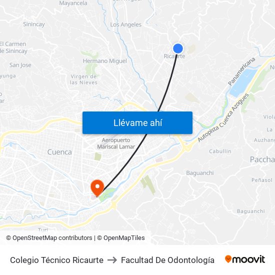 Colegio Técnico Ricaurte to Facultad De Odontología map