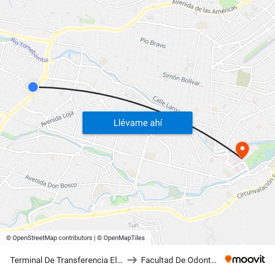 Terminal De Transferencia El Arenal to Facultad De Odontología map