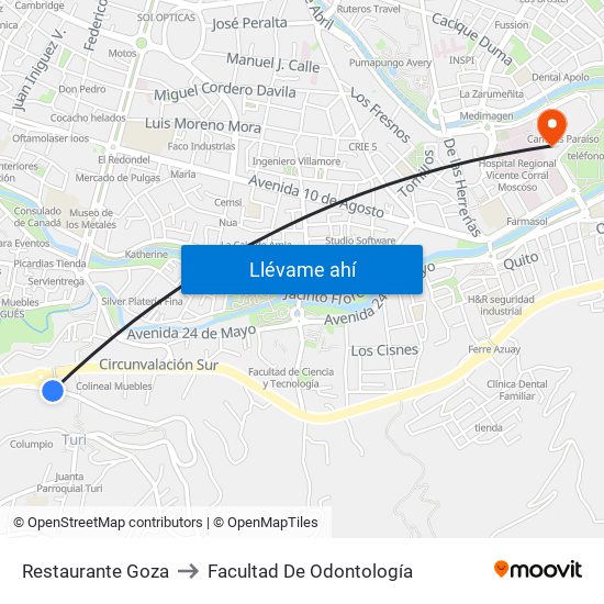 Restaurante Goza to Facultad De Odontología map