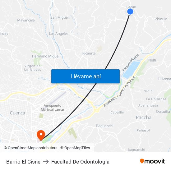 Barrio El Cisne to Facultad De Odontología map