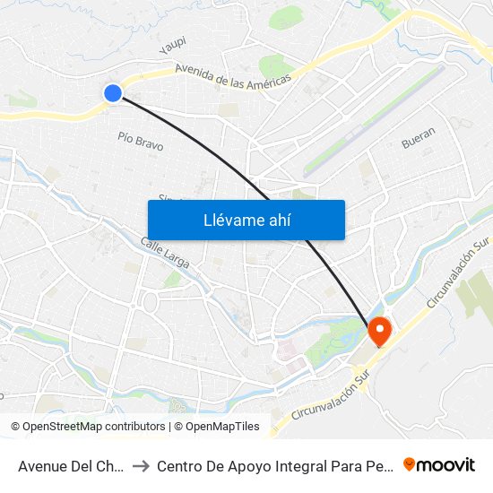 Avenue Del Chofer, 1-45 to Centro De Apoyo Integral Para Personas Con Cáncer map