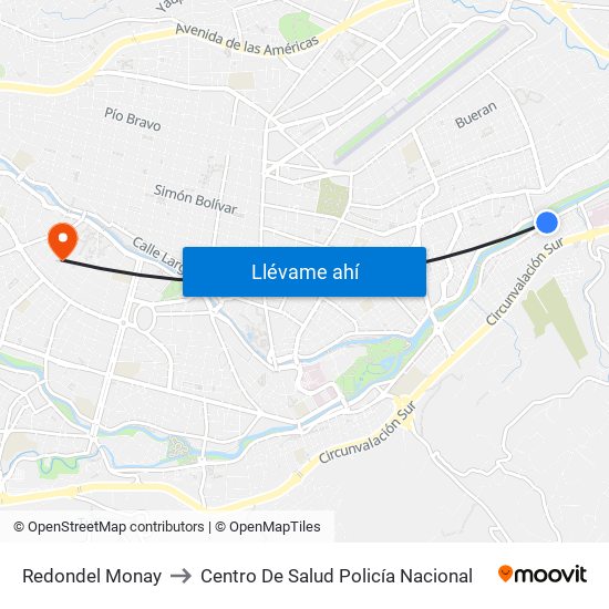 Redondel Monay to Centro De Salud Policía Nacional map