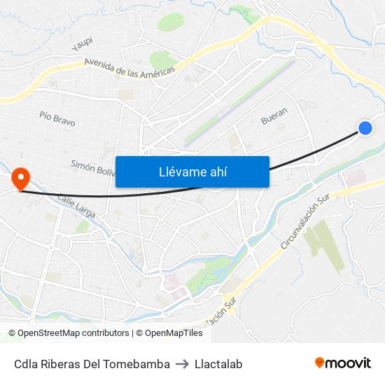 Cdla Riberas Del Tomebamba to Llactalab map