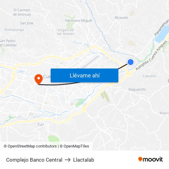 Complejo Banco Central to Llactalab map