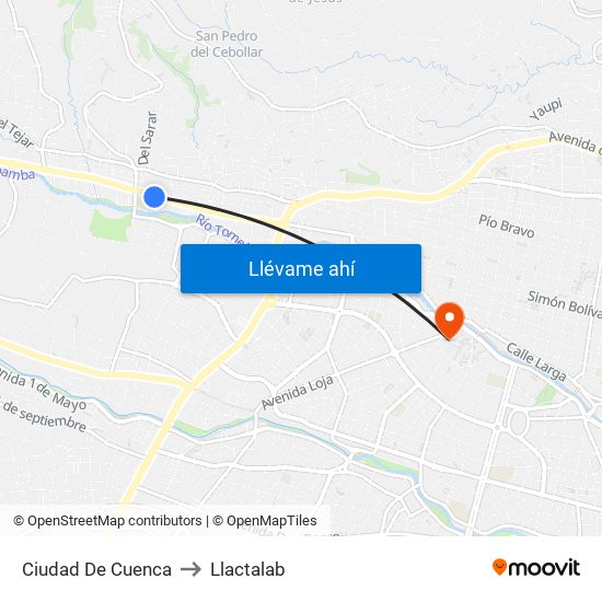 Ciudad De Cuenca to Llactalab map