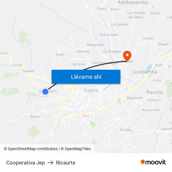 Cooperativa Jep to Ricaurte map