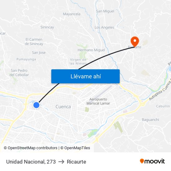 Unidad Nacional, 273 to Ricaurte map