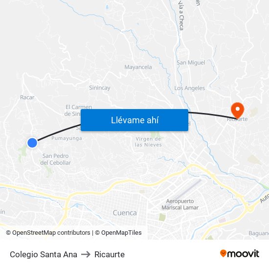 Colegio Santa Ana to Ricaurte map