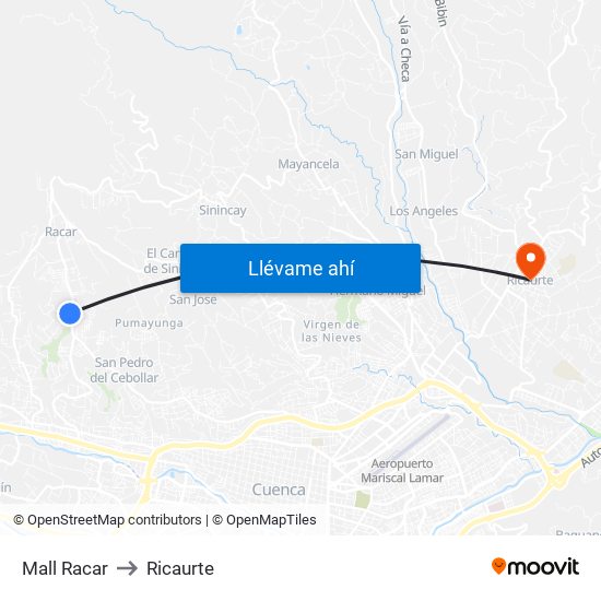 Mall Racar to Ricaurte map