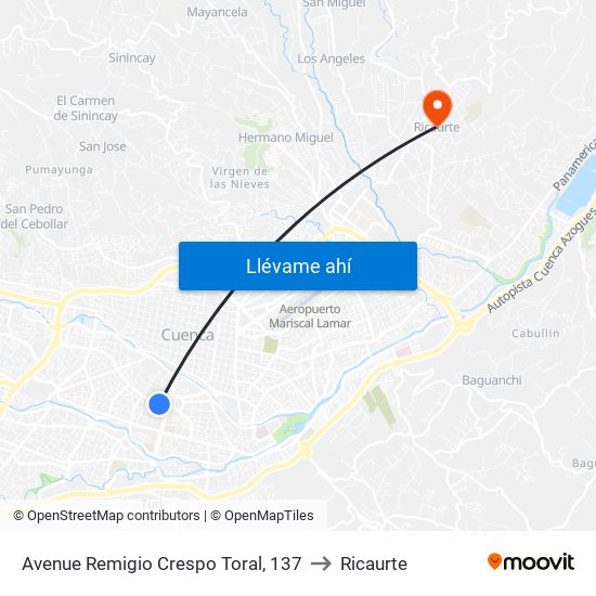 Avenue Remigio Crespo Toral, 137 to Ricaurte map