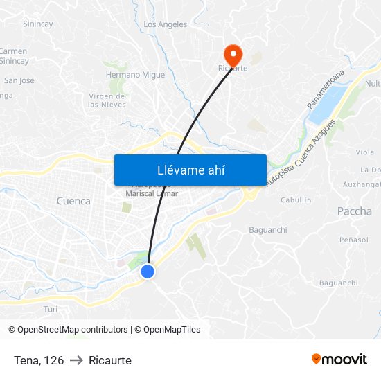 Tena, 126 to Ricaurte map