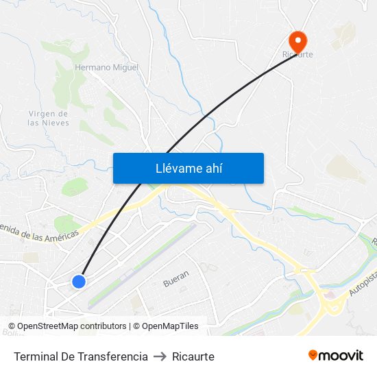 Terminal De Transferencia to Ricaurte map