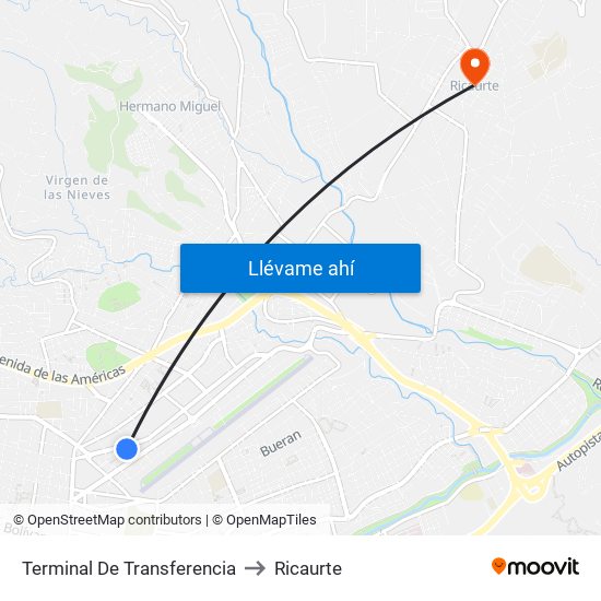 Terminal De Transferencia to Ricaurte map