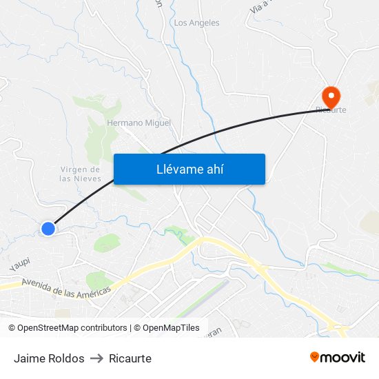 Jaime Roldos to Ricaurte map