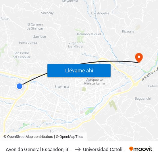 Avenida General Escandón, 390 to Universidad Catolica map