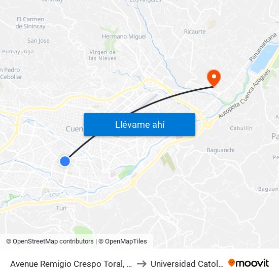 Avenue Remigio Crespo Toral, 137 to Universidad Catolica map