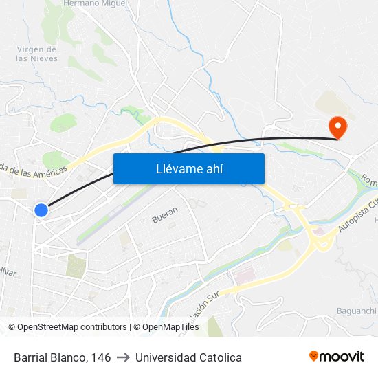 Barrial Blanco, 146 to Universidad Catolica map