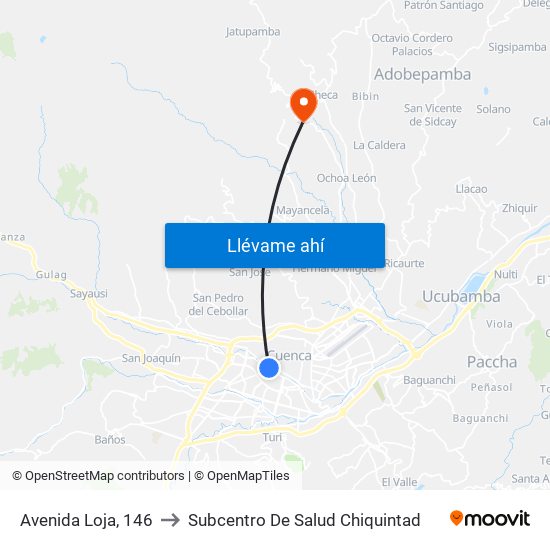Avenida Loja, 146 to Subcentro De Salud Chiquintad map