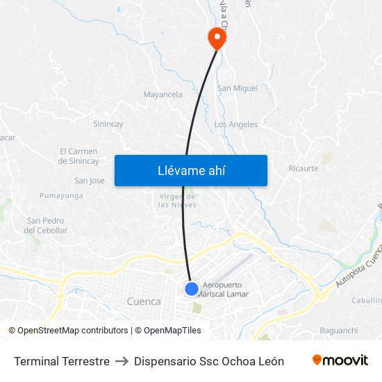 Terminal Terrestre to Dispensario Ssc Ochoa León map