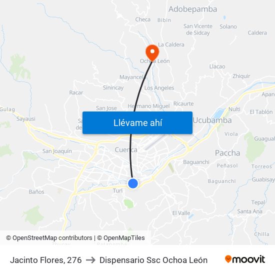 Jacinto Flores, 276 to Dispensario Ssc Ochoa León map