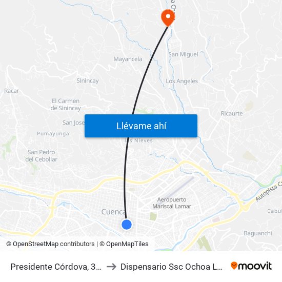 Presidente Córdova, 375 to Dispensario Ssc Ochoa León map