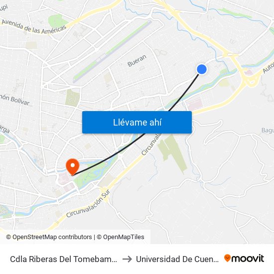 Cdla Riberas Del Tomebamba to Universidad De Cuenca map