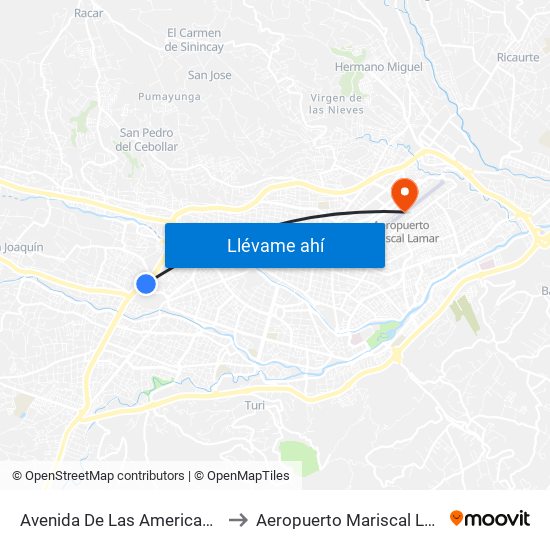 Avenida De Las Americas, 176 to Aeropuerto Mariscal La Mar map