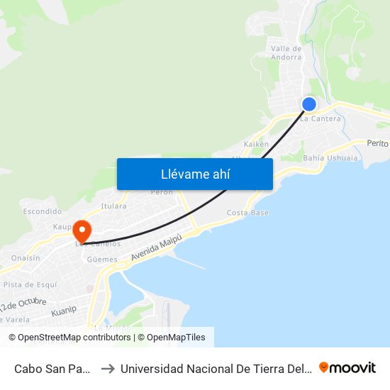 Cabo San Pablo, 2350 to Universidad Nacional De Tierra Del Fuego (U.N.T.D.F.) map