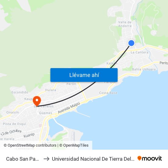 Cabo San Pablo, 2350 to Universidad Nacional De Tierra Del Fuego (U.N.T.D.F.) map