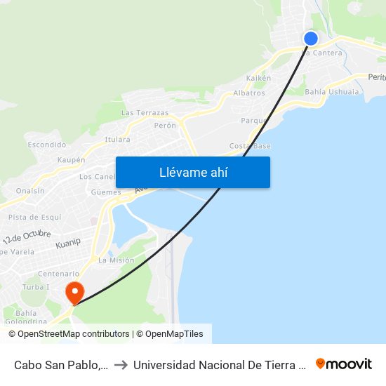 Cabo San Pablo, 2350 to Universidad Nacional De Tierra Del Fuego map