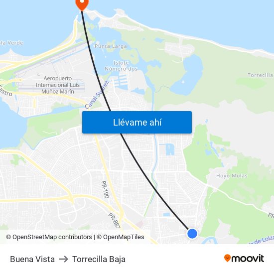 Buena Vista to Torrecilla Baja map