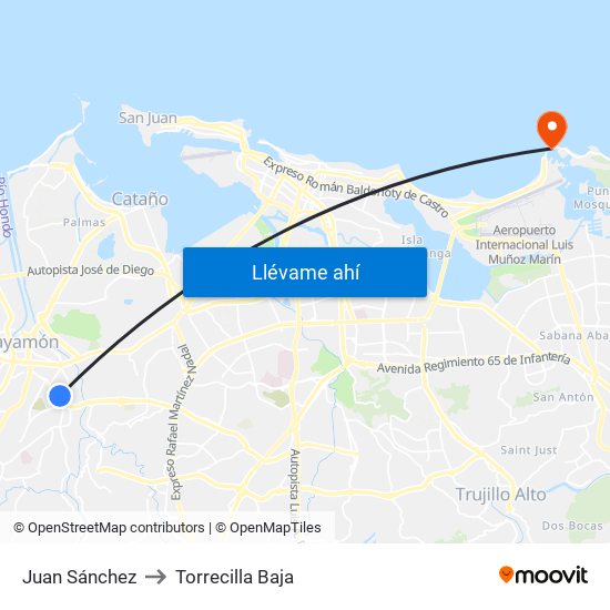 Juan Sánchez to Torrecilla Baja map