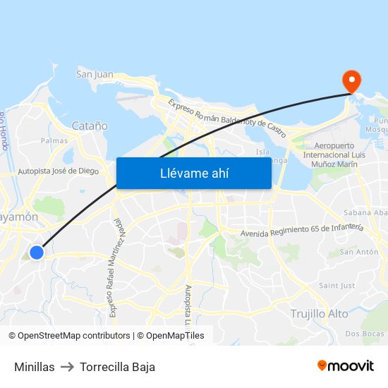 Minillas to Torrecilla Baja map