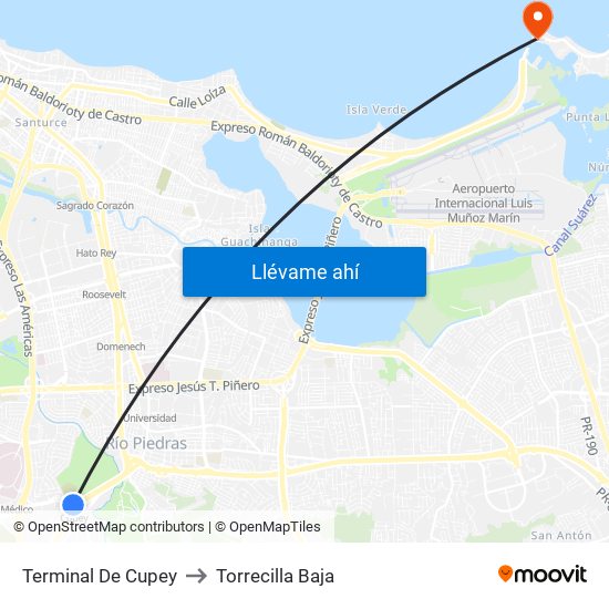 Terminal De Cupey to Torrecilla Baja map