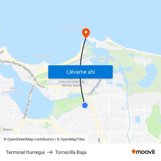Terminal Iturregui to Torrecilla Baja map