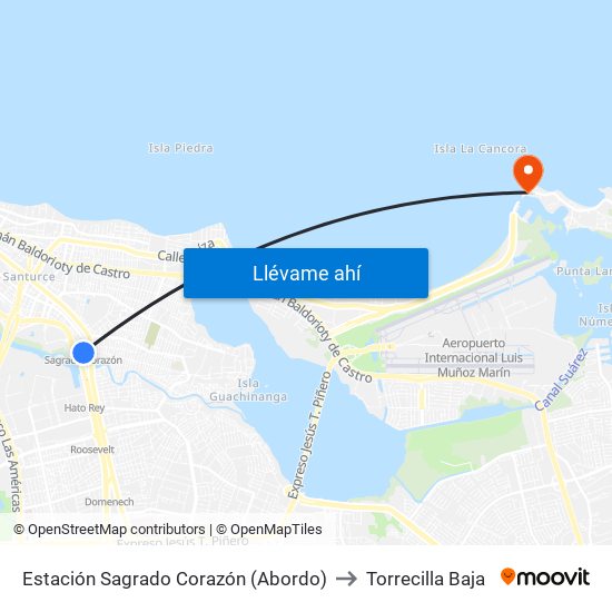Estación Sagrado Corazón (Abordo) to Torrecilla Baja map