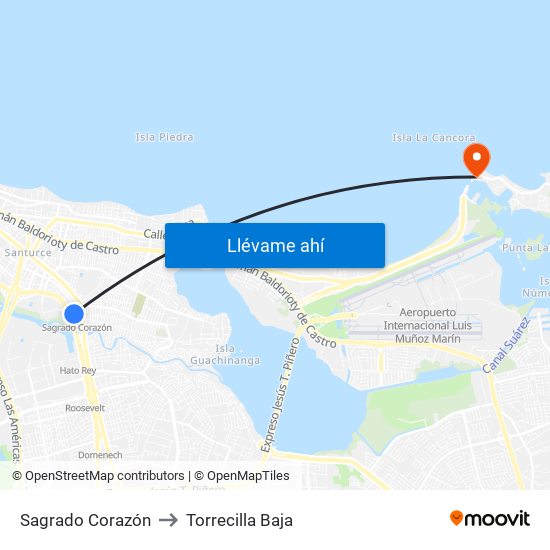 Sagrado Corazón to Torrecilla Baja map