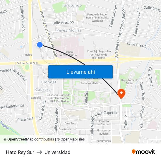 Hato Rey Sur to Universidad map