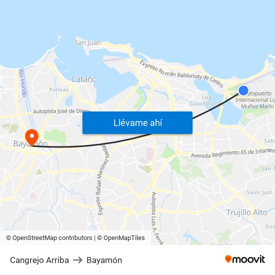 Cangrejo Arriba to Bayamón map