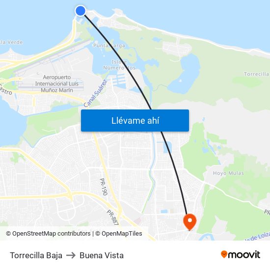 Torrecilla Baja to Buena Vista map