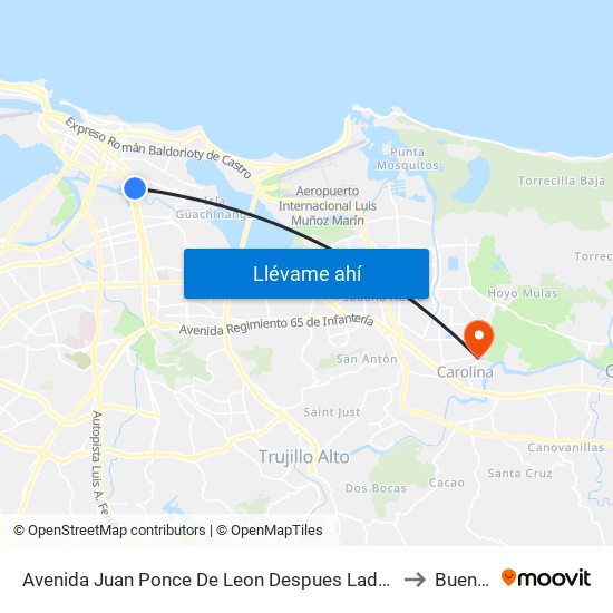 Avenida Juan Ponce De Leon Despues Lado Opuesto Avenida Haydee Rexach to Buena Vista map