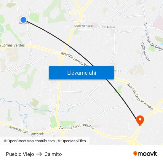 Pueblo Viejo to Caimito map