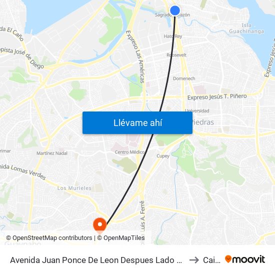 Avenida Juan Ponce De Leon Despues Lado Opuesto Avenida Haydee Rexach to Caimito map