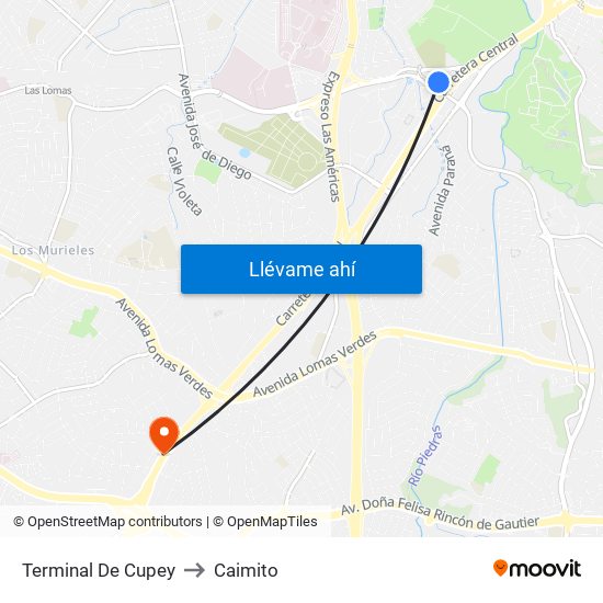 Terminal De Cupey to Caimito map